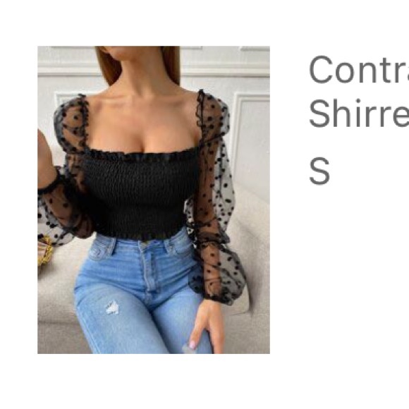 Black Long Sleeve Polka Dot Size Small - Picture 8 of 8